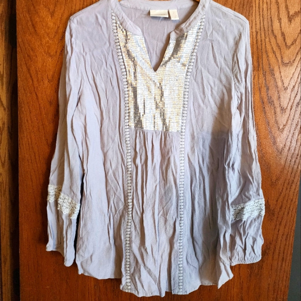 Chico 's Size 2 (Chico sizing = size 12/14) Gray Tunic (XL)